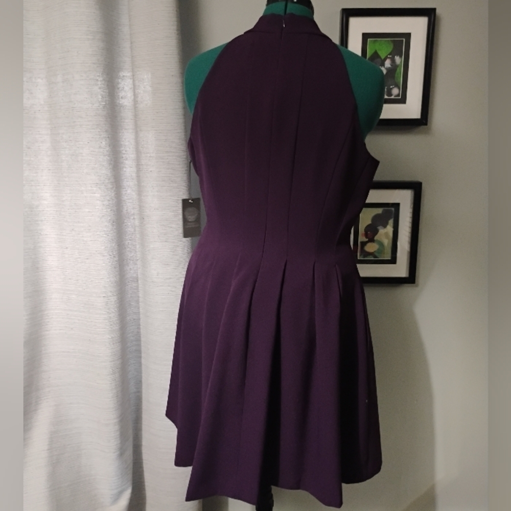 Vince Camuto Women's Bow-Neck Fit & Flare Dress Purple Sz 16 NWT - Picture 7 of 10